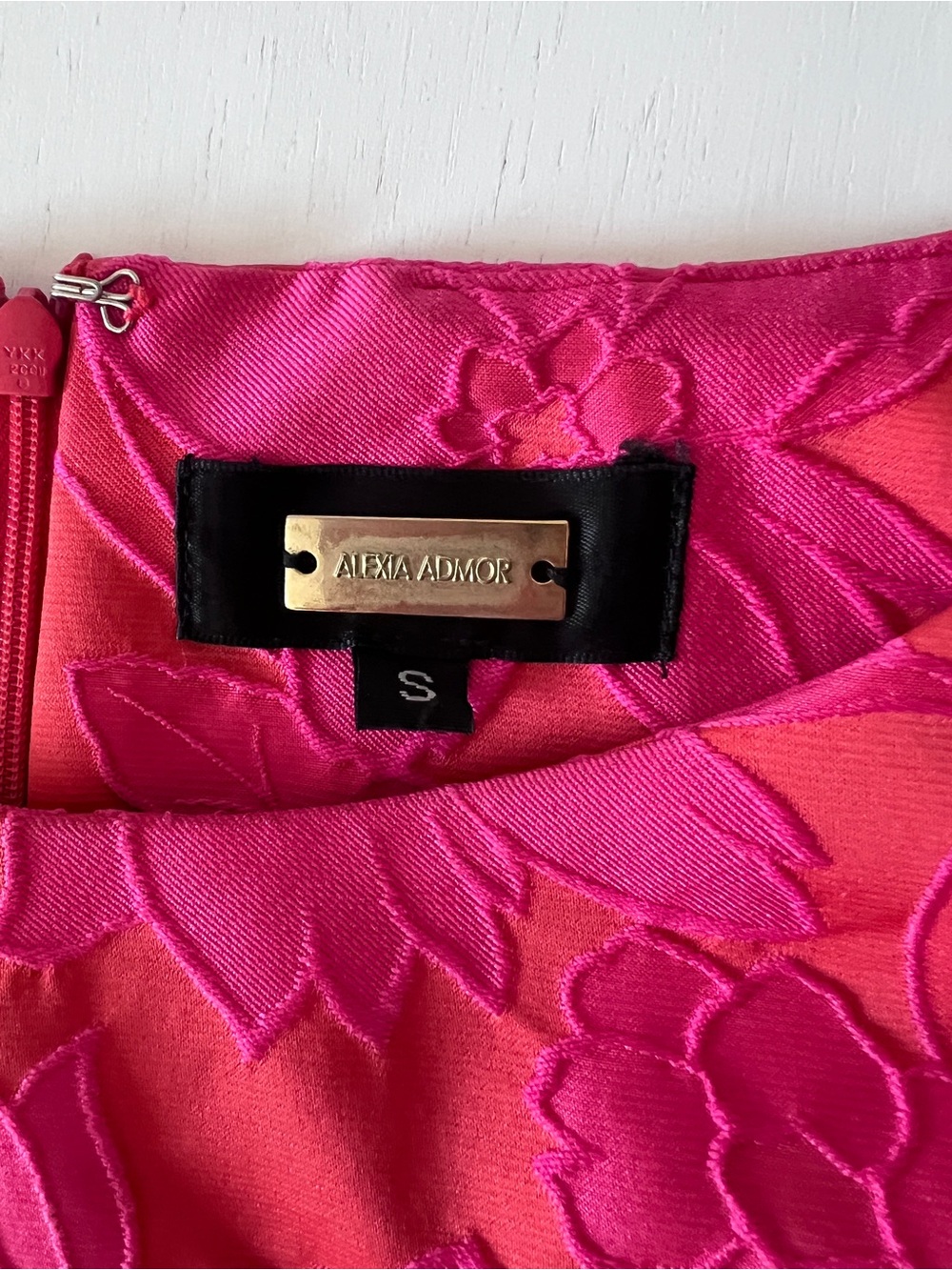 Alexia Admor Fuchsia Pink & Orange Floral Jacquard Fit & Flare Dress - Size S - Picture 5 of 11